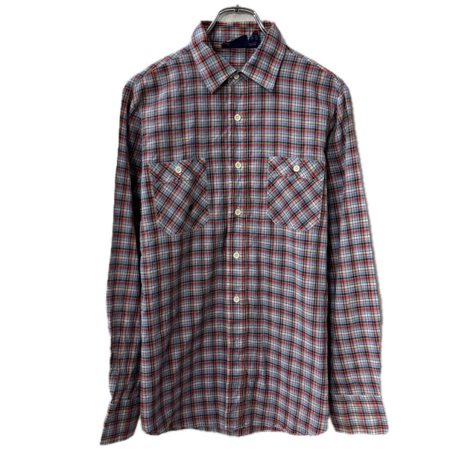 gap 長袖 チェックシャツ M ブルー マルチカラー ギャップ 胸ポケット
