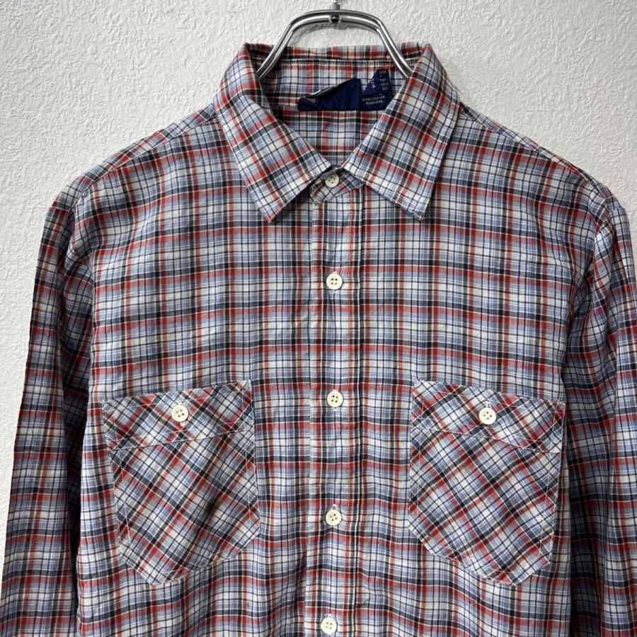 gap 長袖 チェックシャツ M ブルー マルチカラー ギャップ 胸ポケット