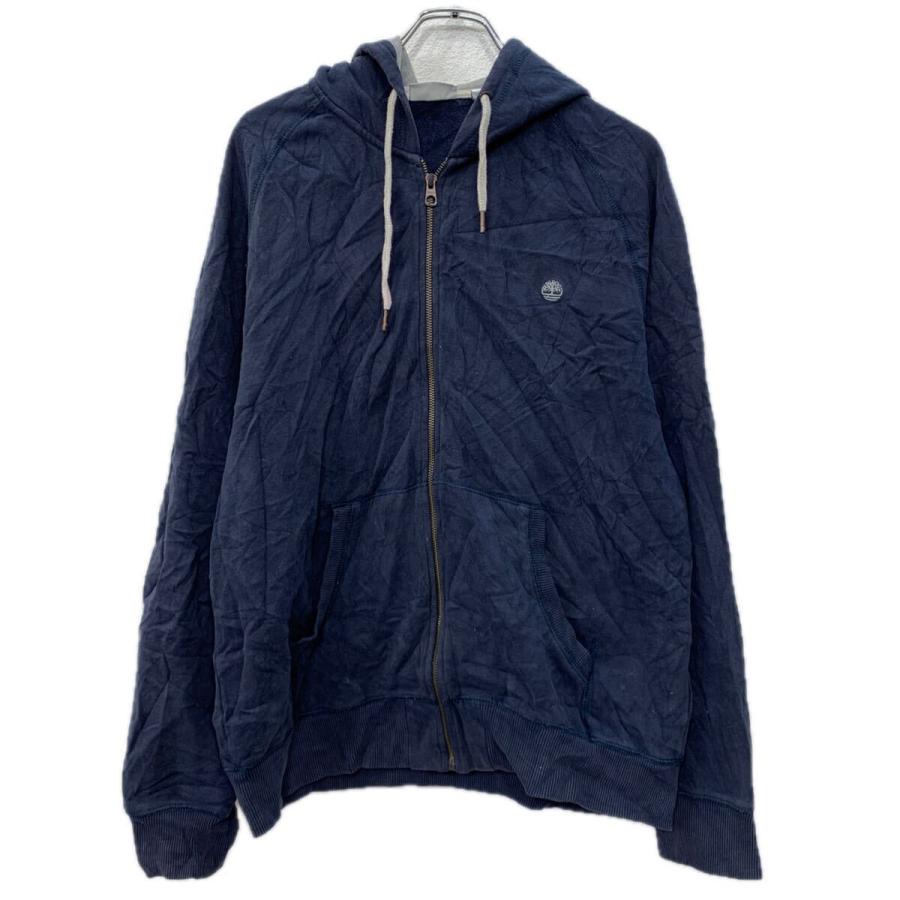 Timberland ロゴスウェット パーカー L ネイビー グレー