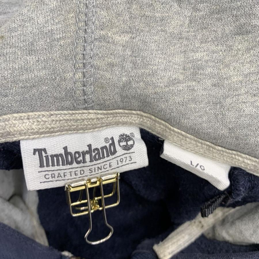 Timberland ロゴスウェット パーカー L ネイビー グレー