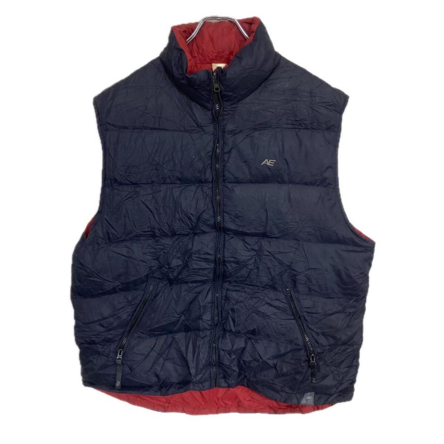 AE ダウンベスト M〜 ブラック レッド アメリカンイーグル ジップ