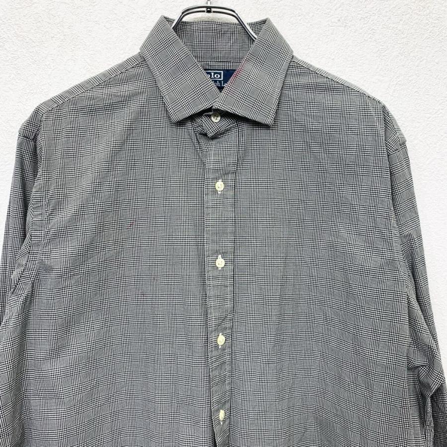 90s Polo by Ralph Lauren 長袖 チェックシャツ 16 1/2 グレー