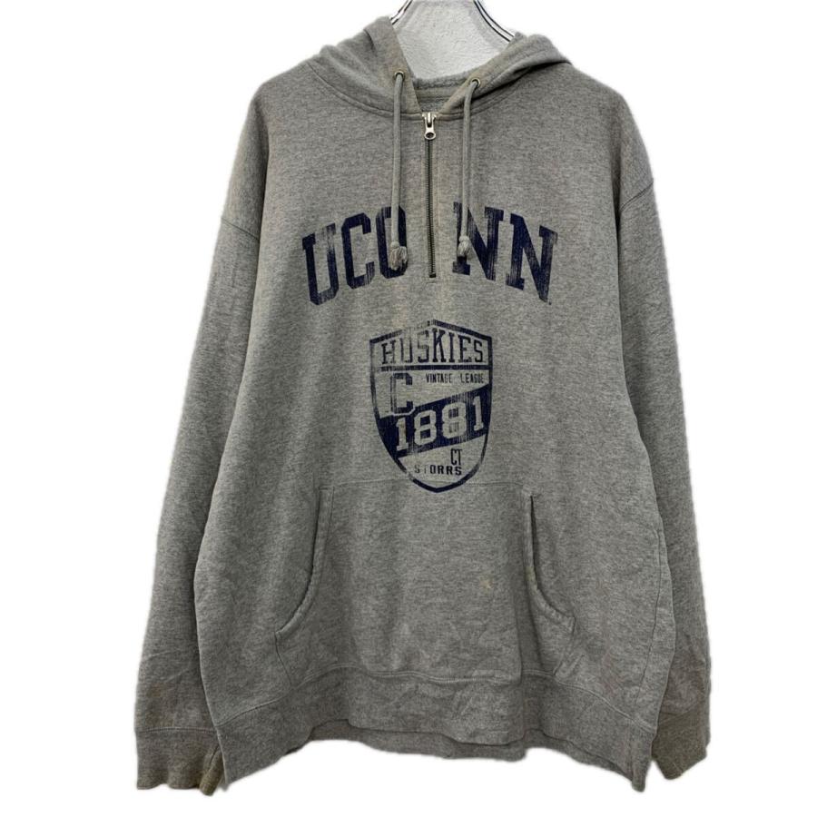 Champion プリントスウェット パーカー XL グレー ネイビー 