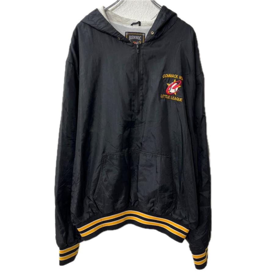 RENNOC アノラックパーカー 2XL ブラック フーディー ハーフジップ 