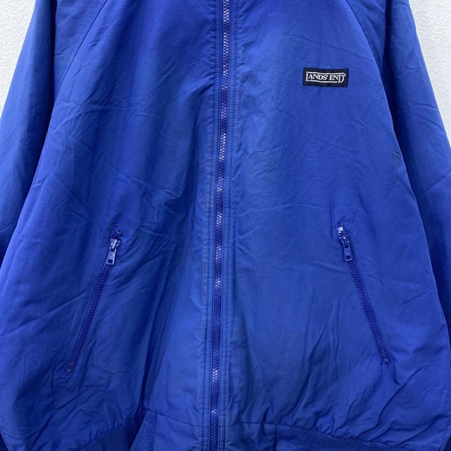 90s LANDS'END ナイロンジャケット L ブルー ランズエンド ジップ