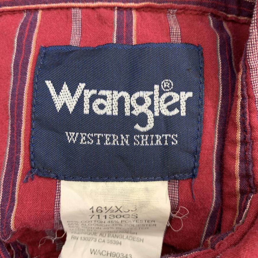 Wrangler 長袖 ストライプシャツ L レッド マルチカラー ラングラー