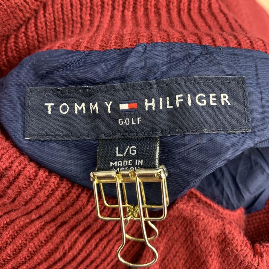 TOMMY HILFIGER GOLF コットンニット セーター L エンジ トミー