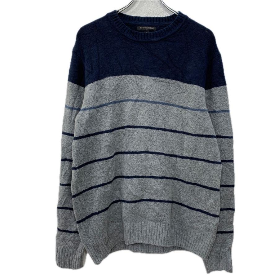 BANANA REPUBLIC コットンニット セーター M ネイビー グレー バナナ 