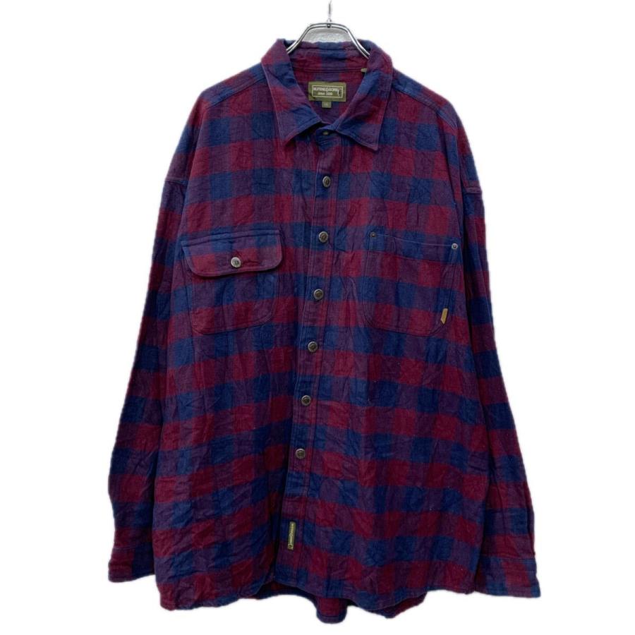 M.FINEGSONS 長袖 チェックシャツ XXL ワインレッド マルチカラー 銀