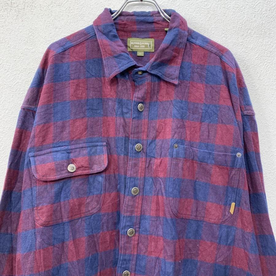 M.FINEGSONS 長袖 チェックシャツ XXL ワインレッド マルチカラー 銀
