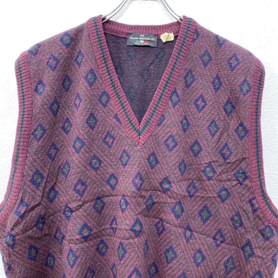イタリア製 THE ITALIAN SWEATER CO. アクリルニット ベスト L ワイン