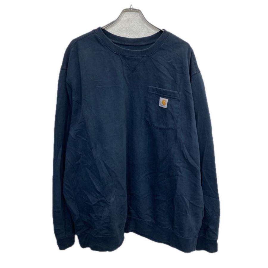 Carhartt ネイビー トレーナー Carhartt ロゴスウェットトレーナー 2XL ネイビー カーハート プル