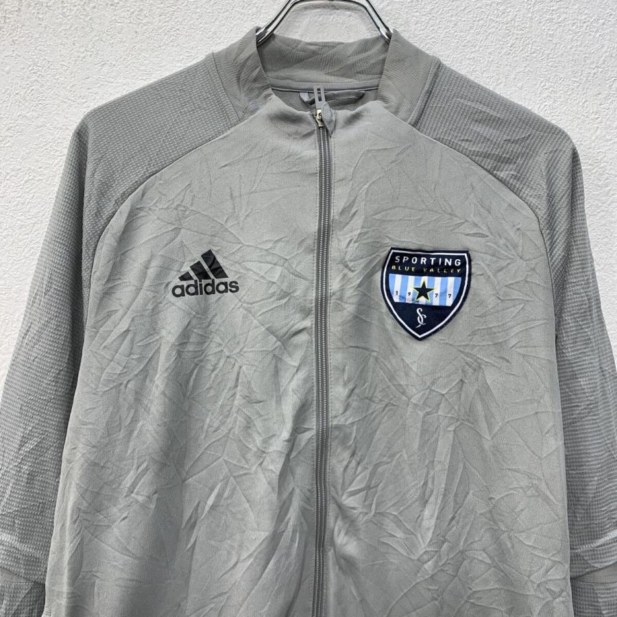 adidas ジャージ M グレー ブラック アディダス ジップアップ ワッペン