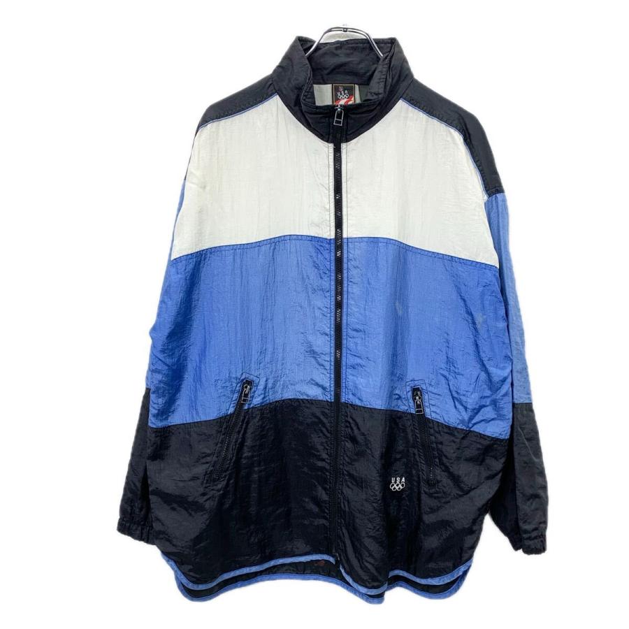 90s ナイロンジャケット XXL位 ブルー系 ホワイト ブラック USA