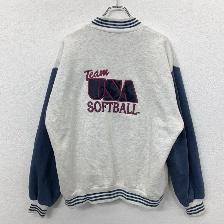 90s West Ark スタジアムジャケット L ライトグレー ネイビー ウエスト