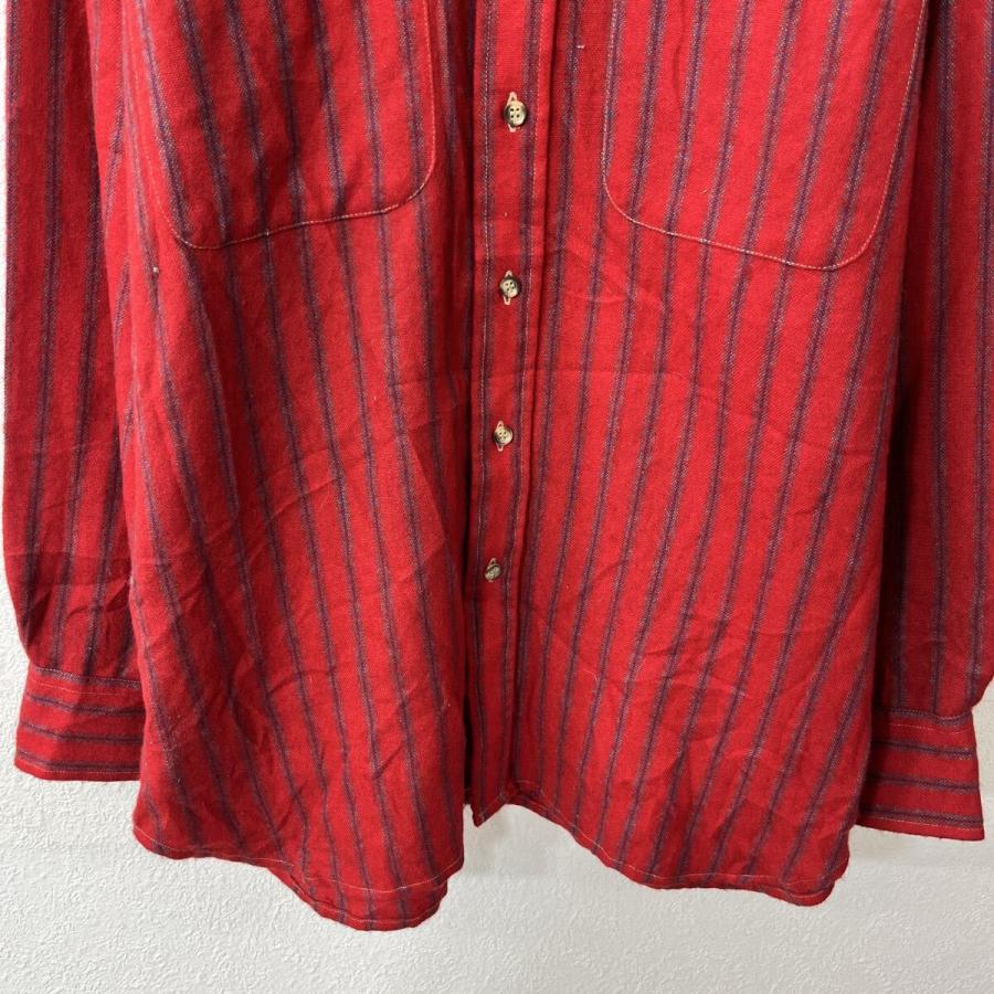 ARROW DOVER 長袖 ネルシャツ L レッド ストライプ 胸ポケット 長袖