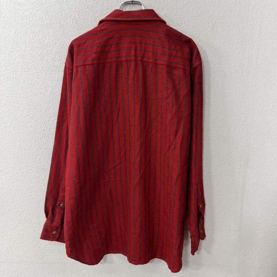 50s ARROW 赤 ヴィンテージ長袖シャツ Lサイズ　usa製 ARROW DOVER 長袖 ネルシャツ L レッド ストライプ 胸ポケット 長袖