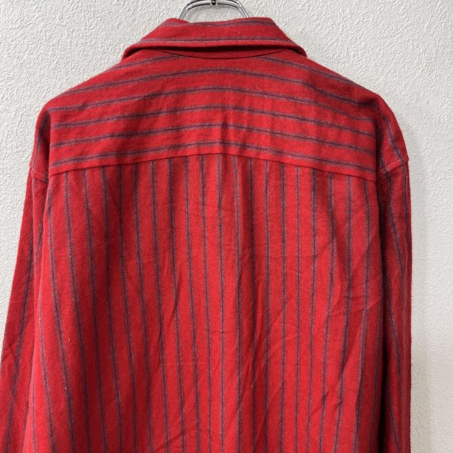 ARROW DOVER 長袖 ネルシャツ L レッド ストライプ 胸ポケット 長袖