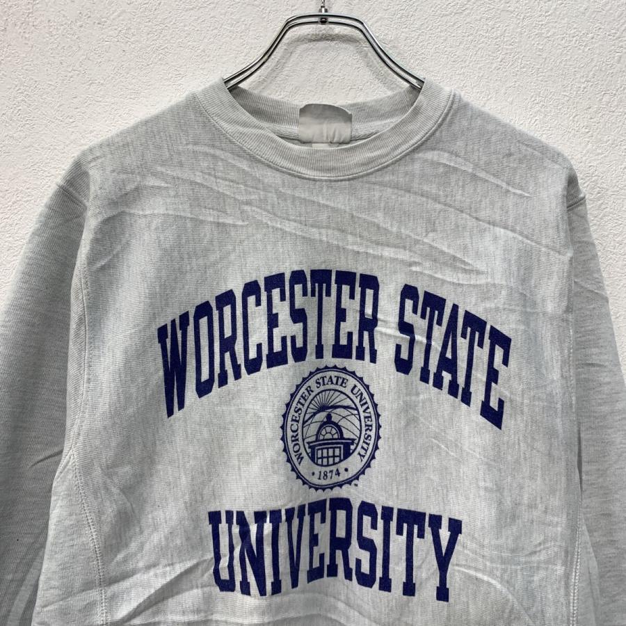 Champion プリントスウェット トレーナー S ライトグレー ネイビー