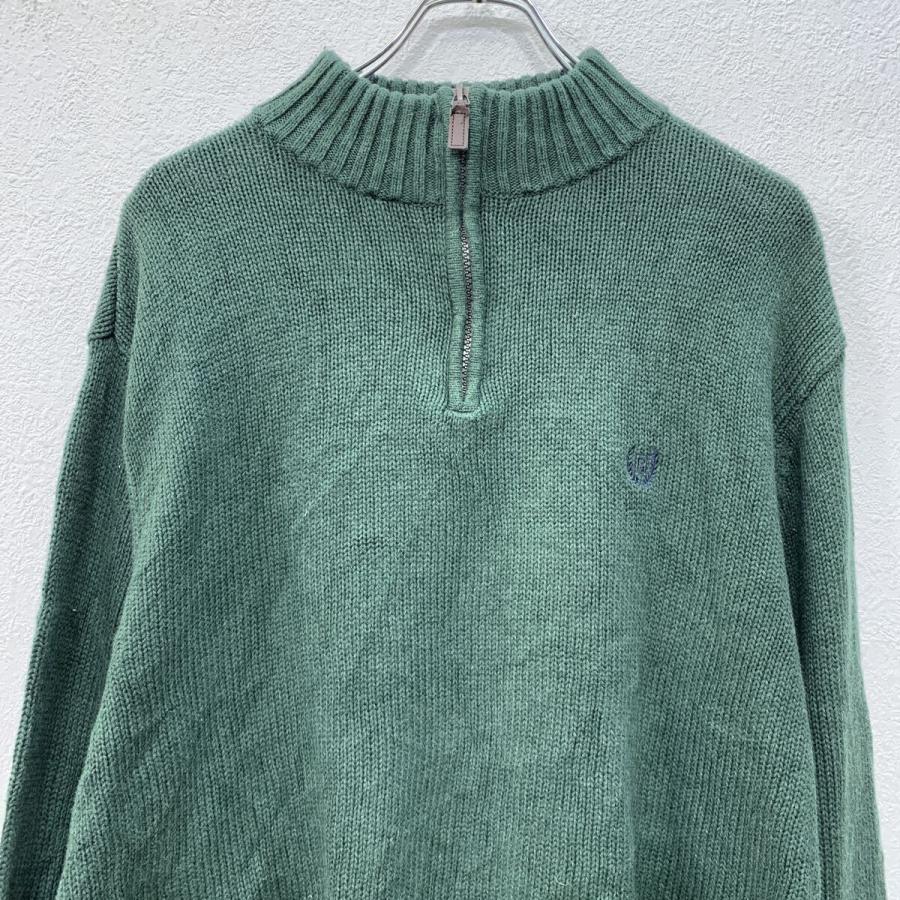 CHAPS コットンニット セーター XL グリーン チャップス ハーフジップ 