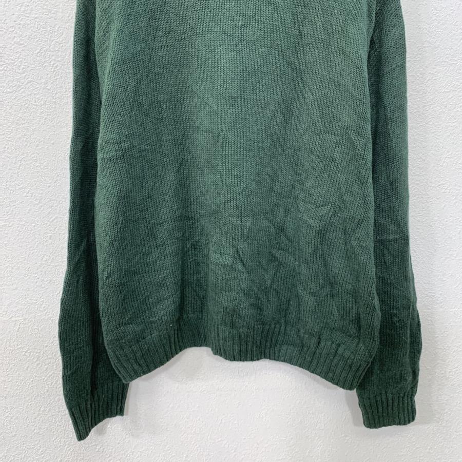 CHAPS コットンニット セーター XL グリーン チャップス ハーフジップ 