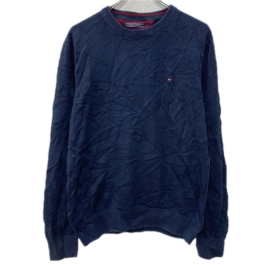 TOMMY HILFIGER コットンニット セーター L ネイビー トミー 
