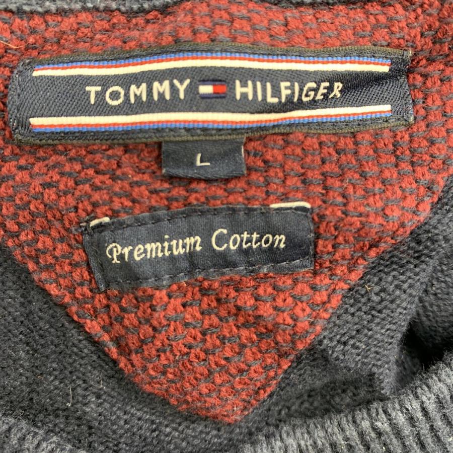 TOMMY HILFIGER コットンニット セーター L ネイビー トミー 