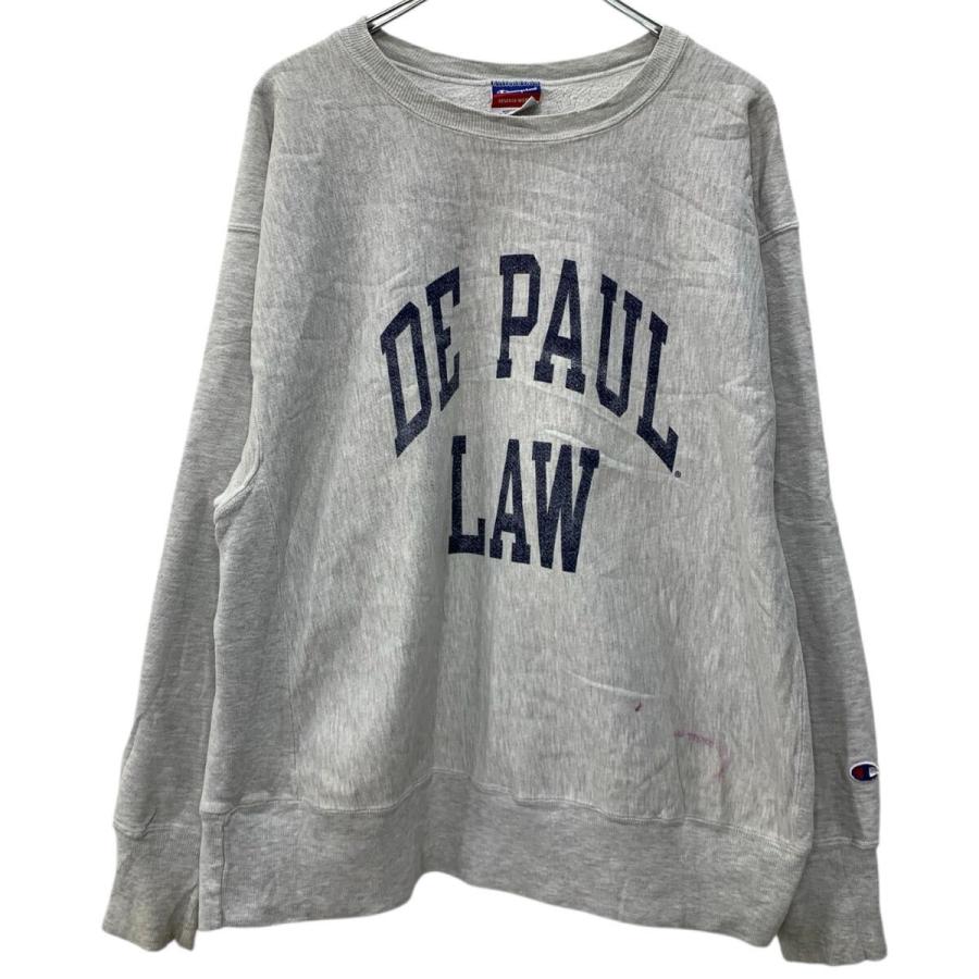 メキシコ製 Champion プリントスウェット トレーナー XL ライトグレー 