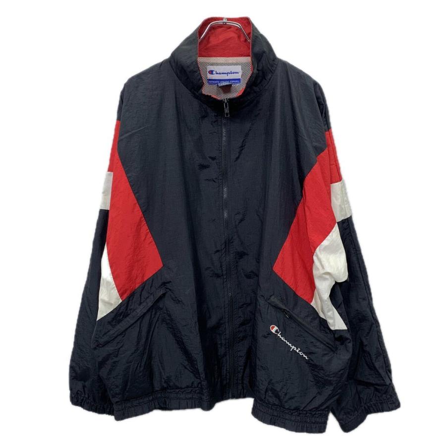 Champion ナイロンジャケット XL ブラック レッド ホワイト