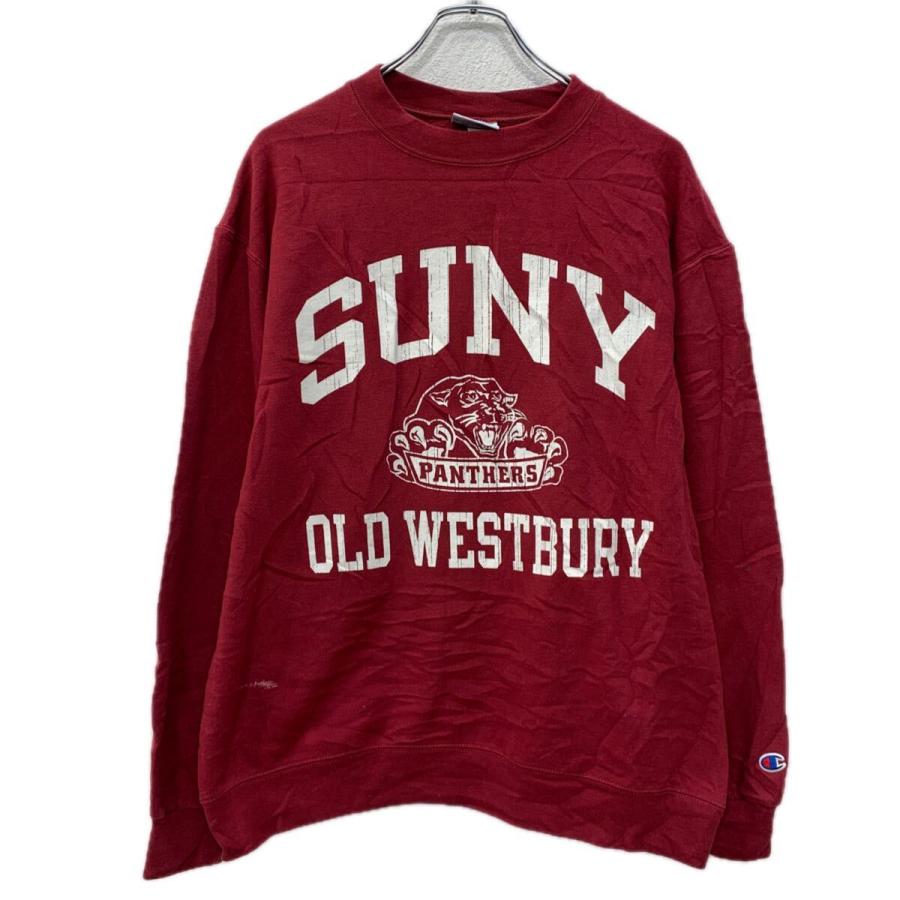 Champion プリントスウェット トレーナー L ワインレッド ホワイト