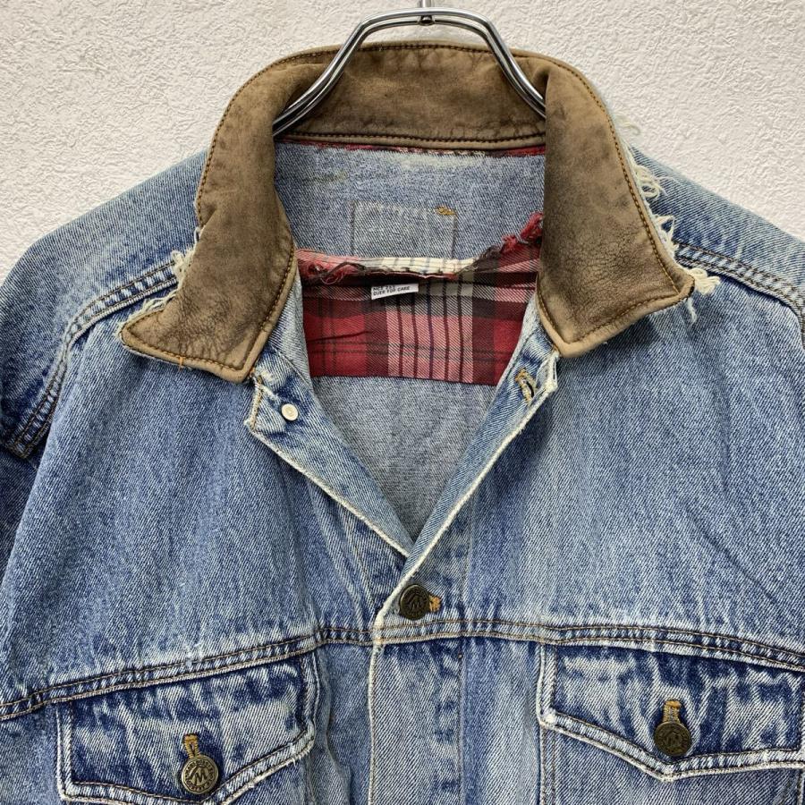 Marlboro デニムジャケット L アイスブルー マルボロ Gジャン 襟レザー