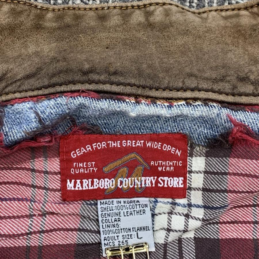 Marlboro デニムジャケット L アイスブルー マルボロ Gジャン 襟レザー