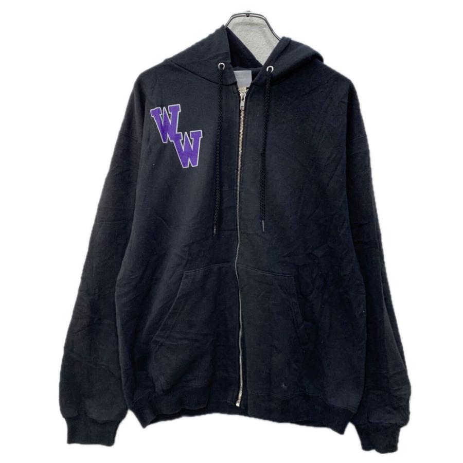 Champion プリントスウェット パーカー M ブラック パープル