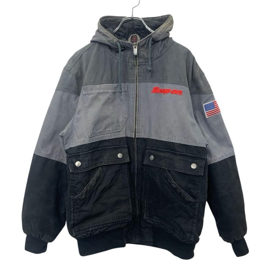Snap-on ダックジャケット L グレー ブラック スナップオン ジップ 