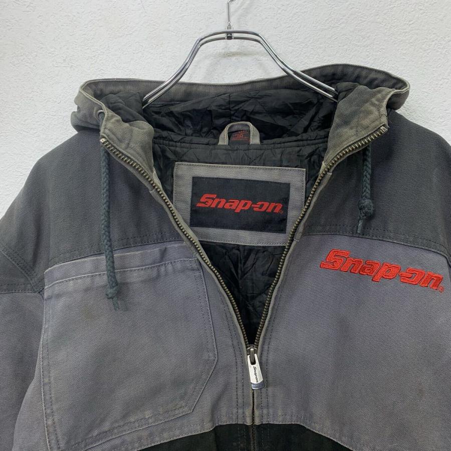 Snap-on ダックジャケット L グレー ブラック スナップオン ジップ 