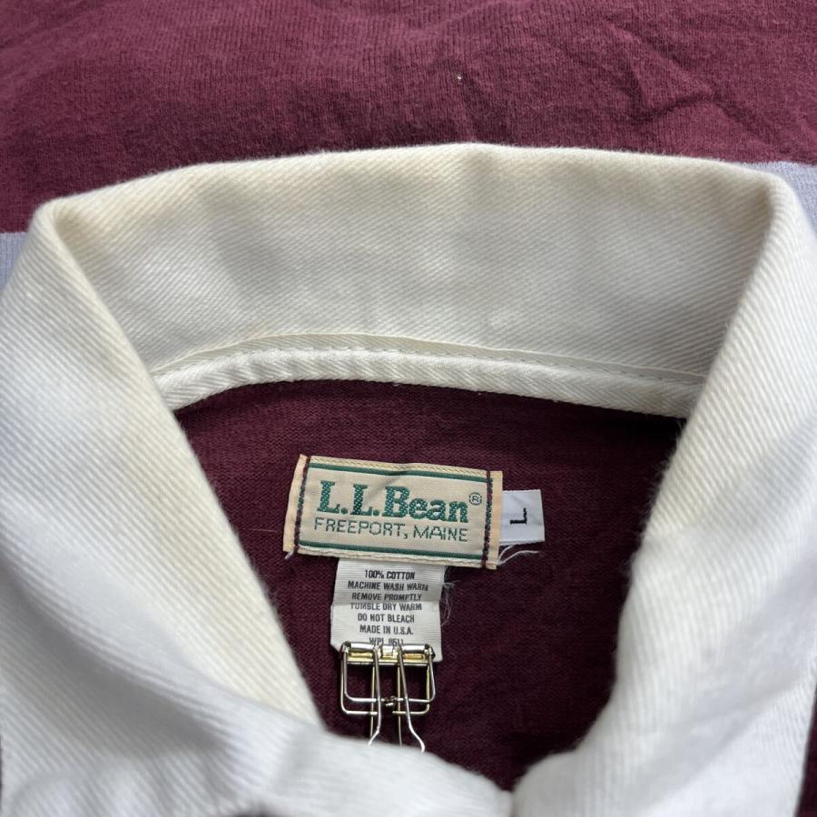 90s USA製 L.L.Bean 長袖 ラガーシャツ L ワインレッド エルエルビーン