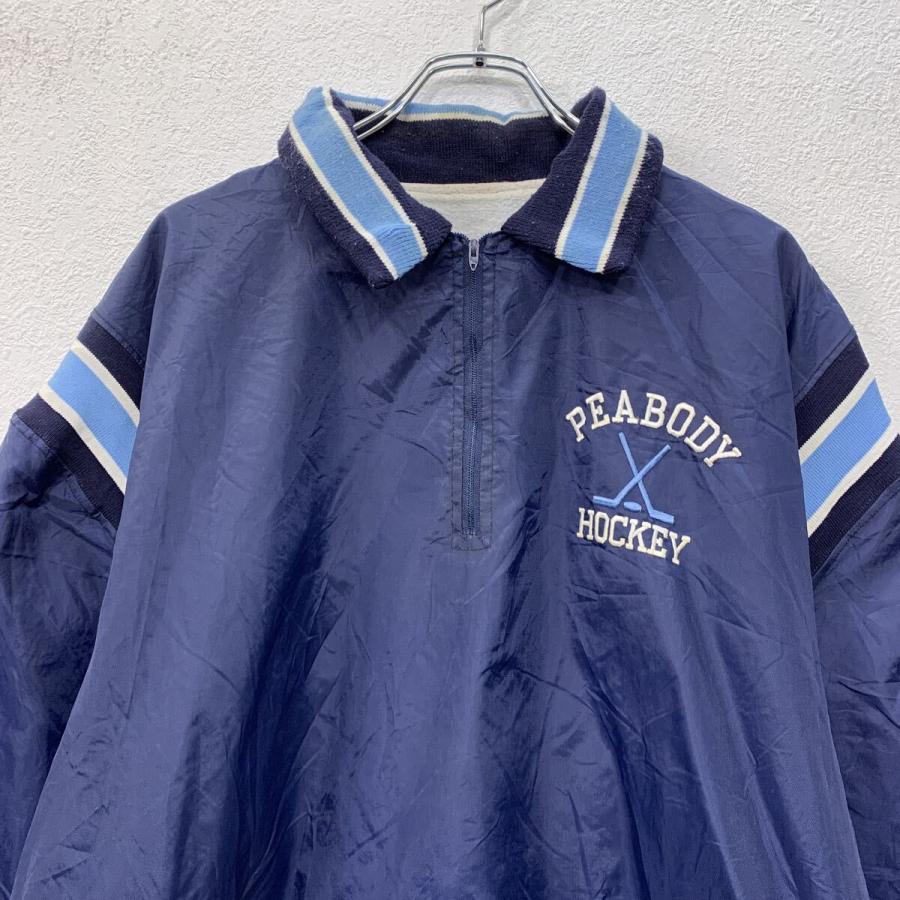 USA製 DeLONG ナイロンジャケット 2XL ネイビー マルチカラー ハーフ 