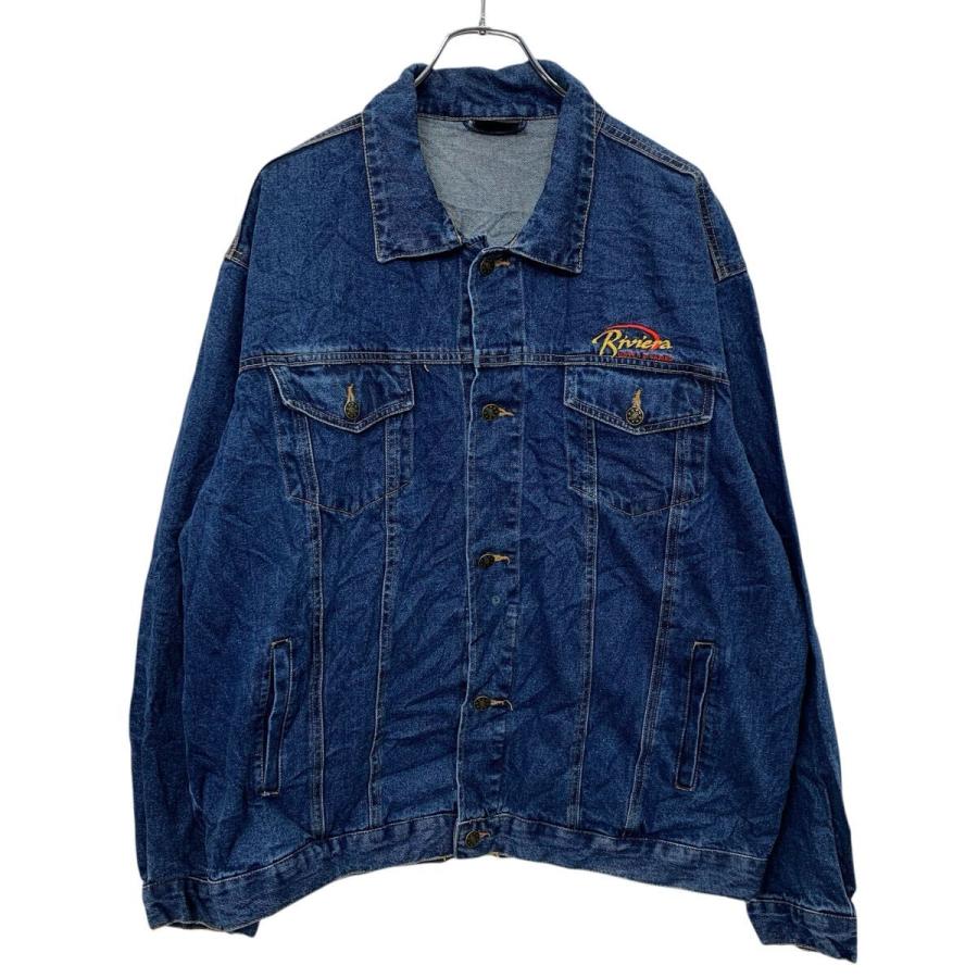 Riviera デニムジャケット XL インディゴブルー リビエラ 胸刺繍ロゴ 