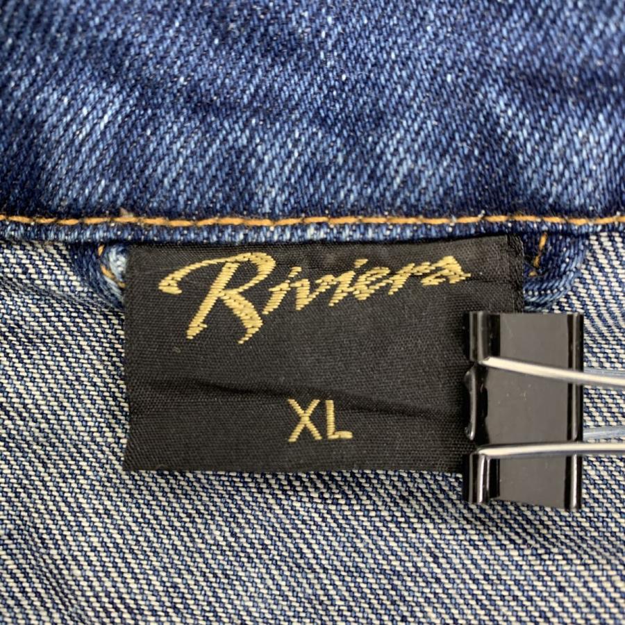 Riviera デニムジャケット XL インディゴブルー リビエラ 胸刺繍ロゴ 