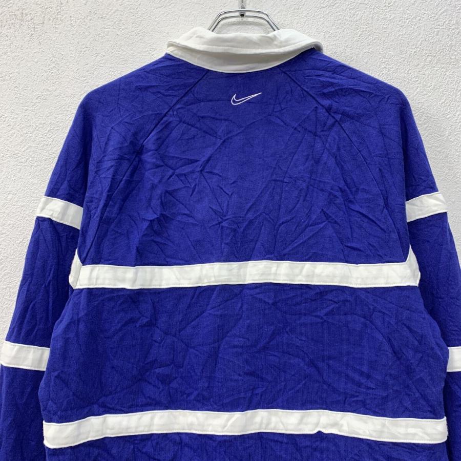 NIKE 長袖 ラガーシャツ M ホワイト ブルー ナイキ ハーフボタン 刺繍