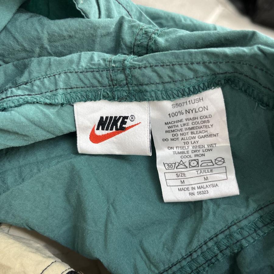 90s NIKE アノラックパーカー M グリーン ベージュ ナイキ ハーフ