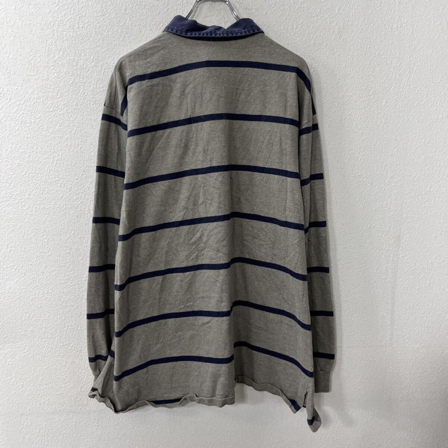 90s USA製 POLO Ralph Lauren 長袖 ボーダーポロシャツ XL グレー
