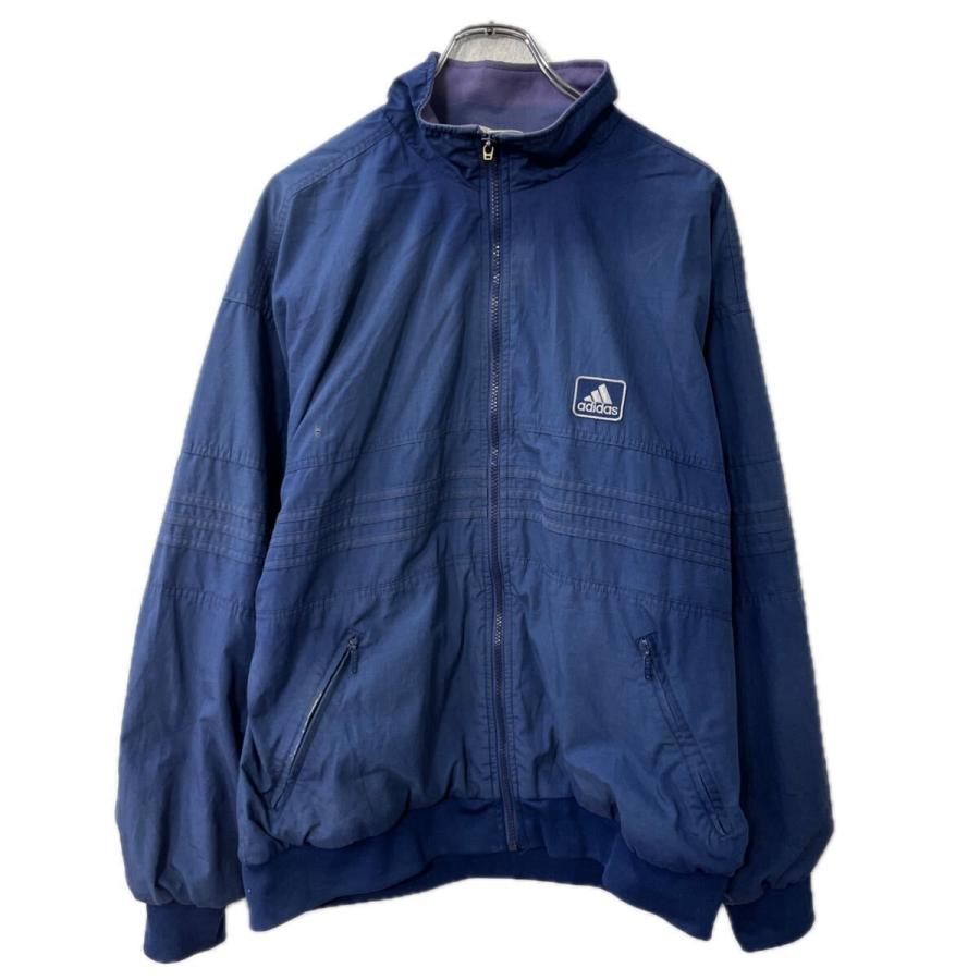 90s adidas中綿ウォームアップジャケット刺繍トレフォイル裏キルト短丈 90s adidas ジャケット M ブルー系 アディダス ジップアップ ワン
