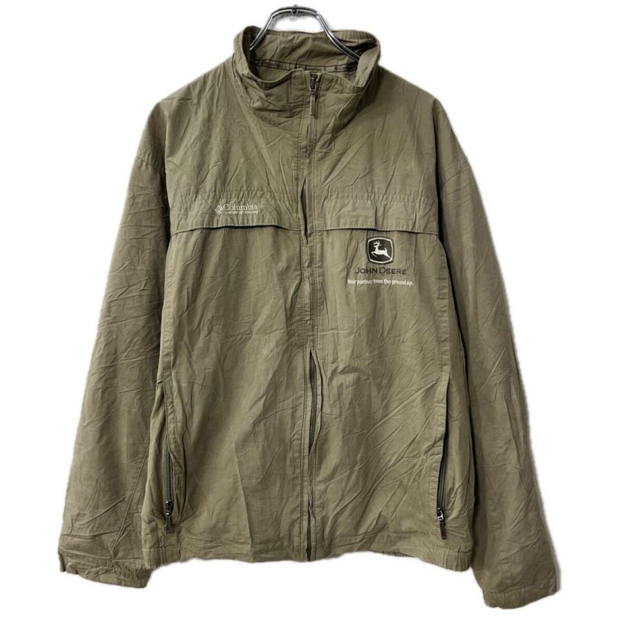 Columbia ジャケット L カーキ系 ジップアップ JOHN DEERE ロゴ