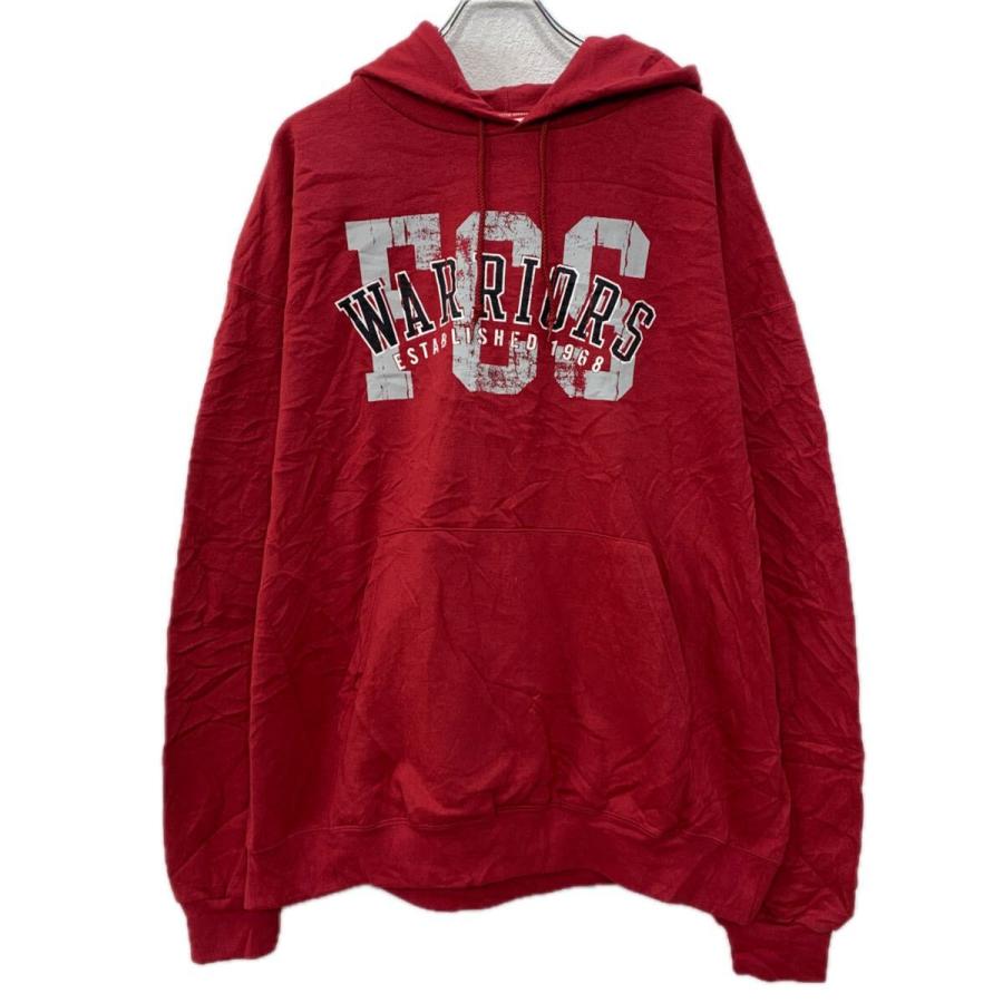 Champion プリントスウェット パーカー XXL レッド ホワイト