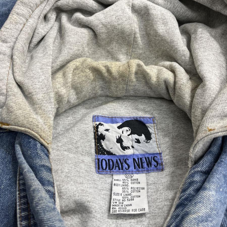 TODAYS NEWS デニムジャケット 3XL インディゴブルー フーディー