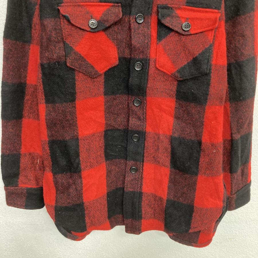 70s Woolrich 長袖 ネルシャツ M〜 レッド×ブラック ウールリッチ