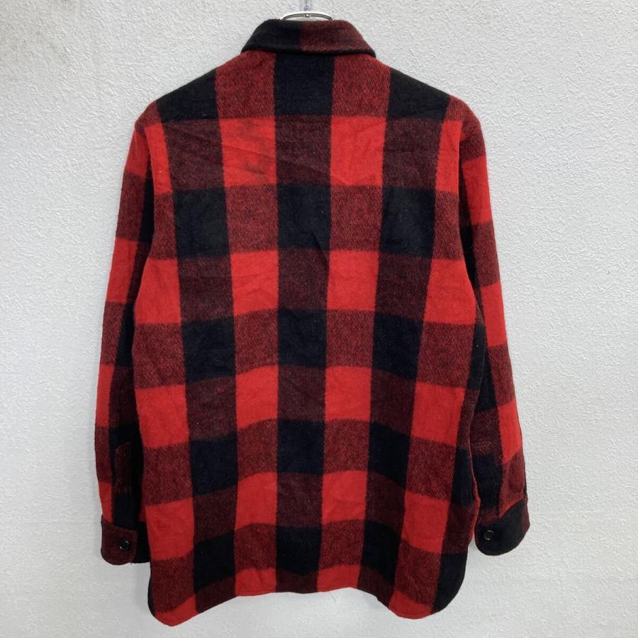 70s Woolrich 長袖 ネルシャツ M〜 レッド×ブラック ウールリッチ