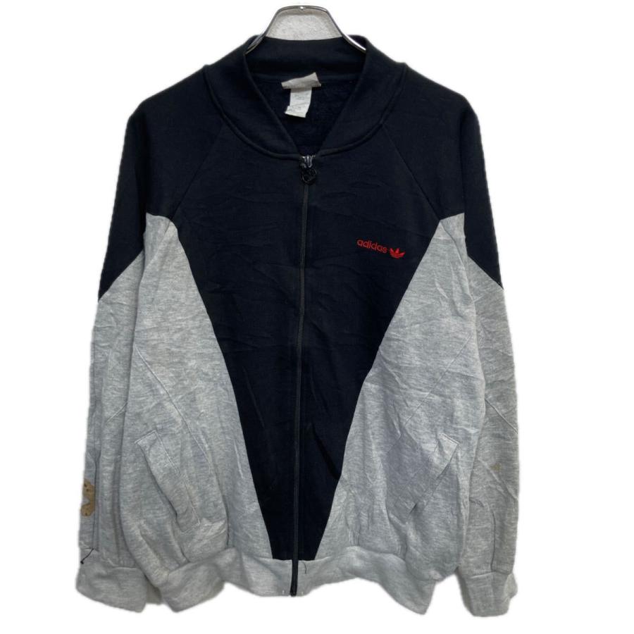 00s adidas ロゴスウェット トレーナー L ブラック×グレー アディダス 