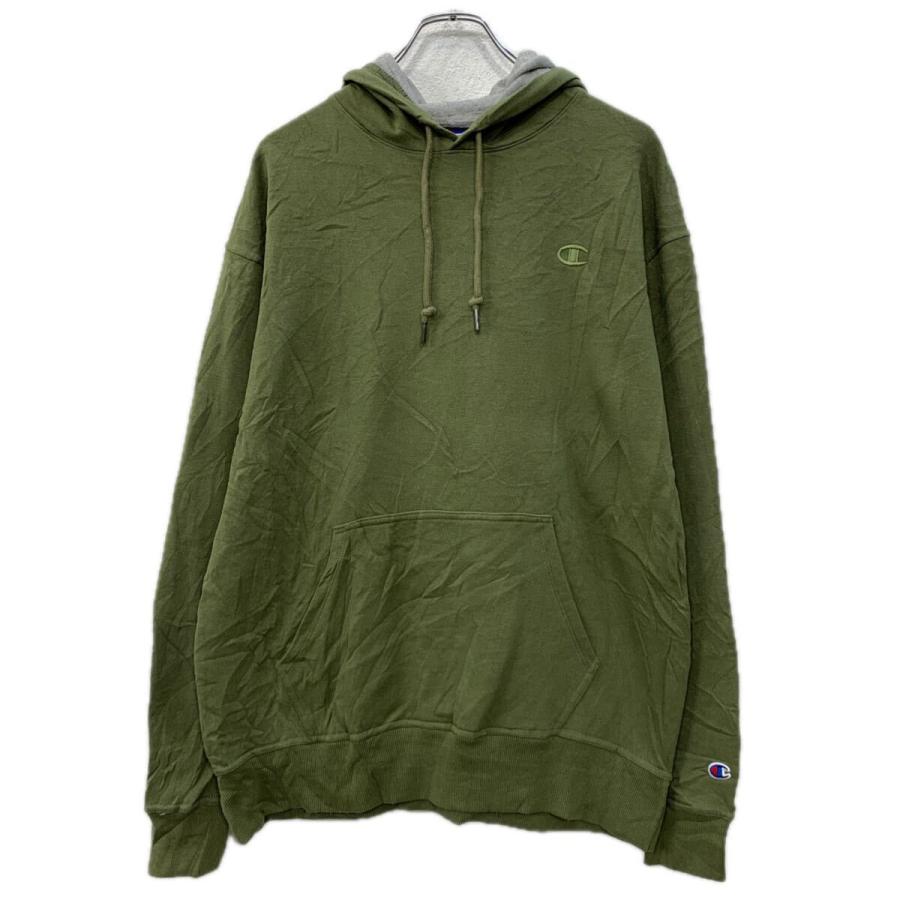Champion ロゴスウェット パーカー L カーキ チャンピオン プル